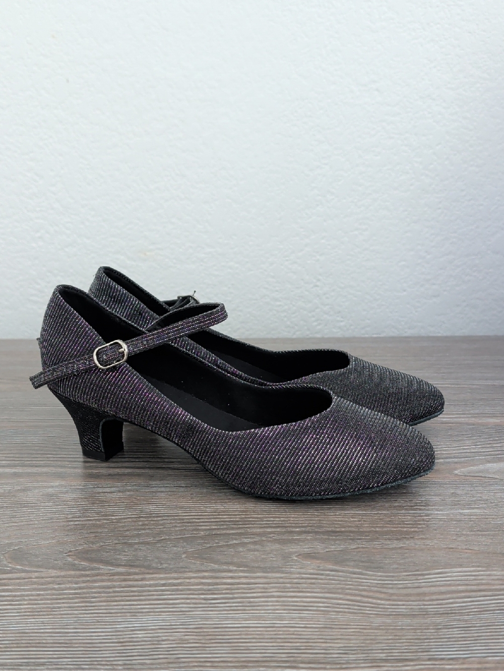 So Danca Black & Sparkly Silver Sparkly Soft Sole Dance Shoes Big Girls 6.5
